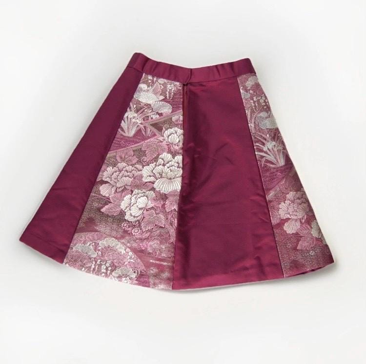 Design Sample — Vintage Obi A-Line Mini Skirt in Rose Floral