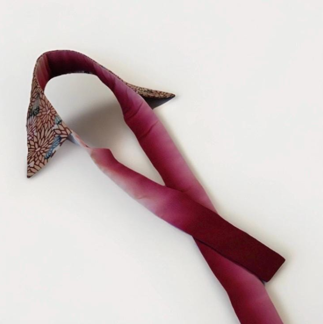Vintage Komon Silk Detachable Collar Tie — Kiku-Zukushi Chrysanthemum Motif 菊尽くし