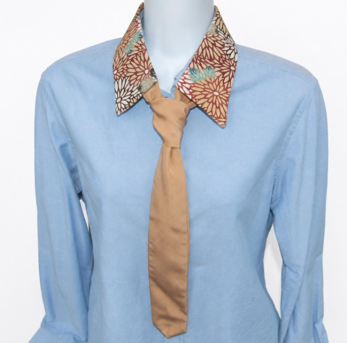 Vintage Komon Silk Detachable Collar Tie — Kiku-Zukushi Chrysanthemum 菊尽くし