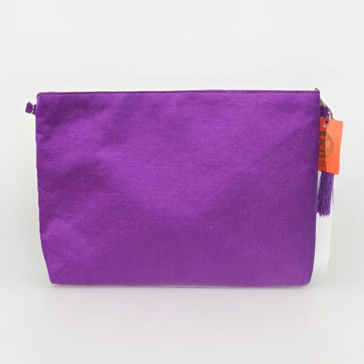 Vintage Fukuro Obi Shoulder Bag — Purple & Orange Ran-Giku Silk