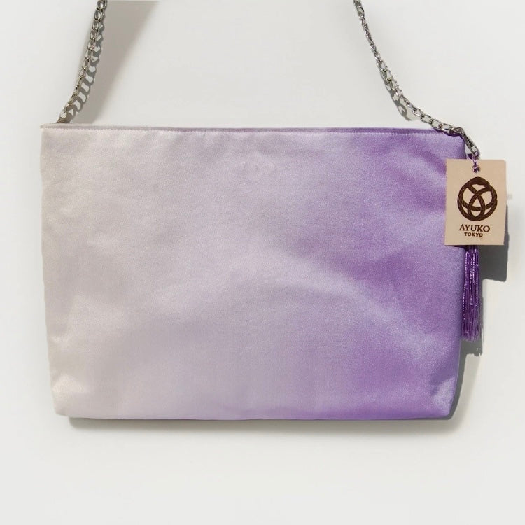 Vintage Fukuro Obi Shoulder Bag — Lavender Silver Ran-Giku Silk