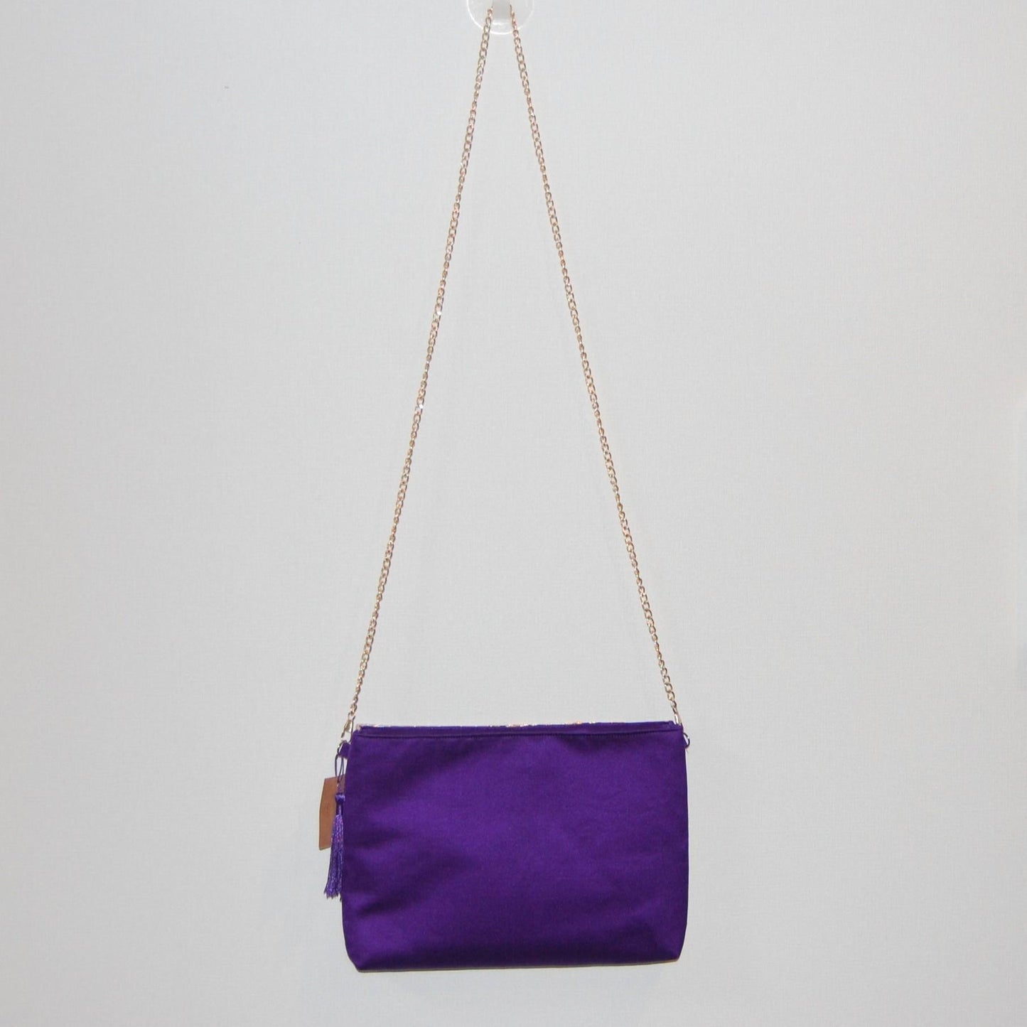 Vintage Fukuro Obi Shoulder Bag — Silver Ran-Giku Chrysanthemum Silk