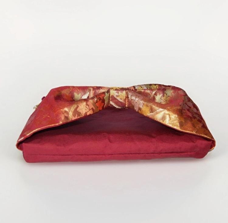 Vintage Fukuro Obi 2-Way Bow Bag — Red & Gold Autumn SilkProduct