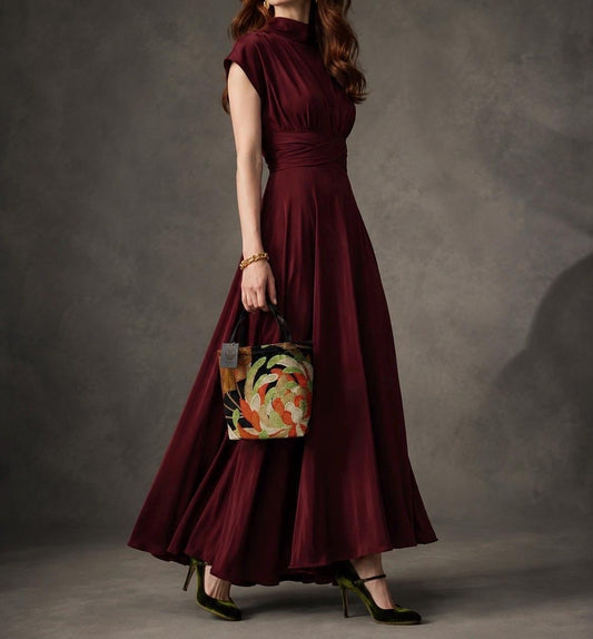 Rangiku 乱菊 Chrysanthemum Vintage Obi Silk Tote in Green Gold Orange