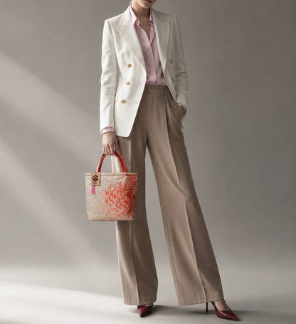 Rangiku 乱菊 Chrysanthemum Vintage Obi Silk Tote in Pink Silver