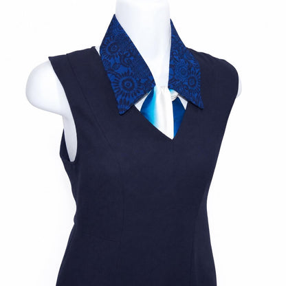 Vintage Komon Silk Detachable Collar Tie — Indigo 本藍 Kiku-Karakusa 菊唐草文