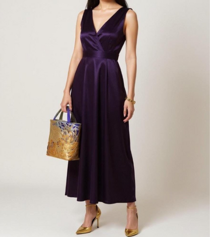 Kumodori & Rangiku 乱菊 Vintage Obi Silk Tote in Purple Gold