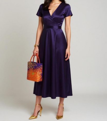 Rangiku 乱菊 Chrysanthemum Vintage Obi Silk Tote in Purple Orange Gold