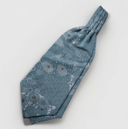 Vintage Komon Kimono Silk Cravat — Pale Celadon Kiku-Karakusa 菊唐草文
