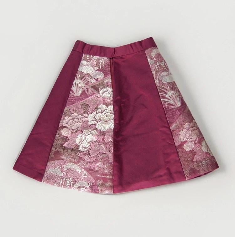 Design Sample — Vintage Obi A-Line Mini Skirt in Rose Floral