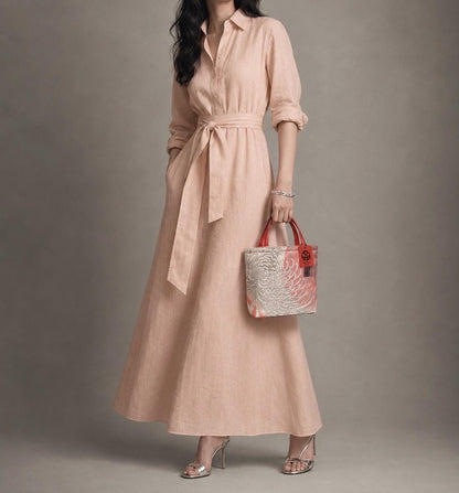 Rangiku 乱菊 Chrysanthemum Vintage Obi Silk Tote in Salmon Pink Silver