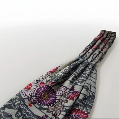 Vintage Komon Kimono Silk Cravat — Subdued Floral Motifs 菊唐草文