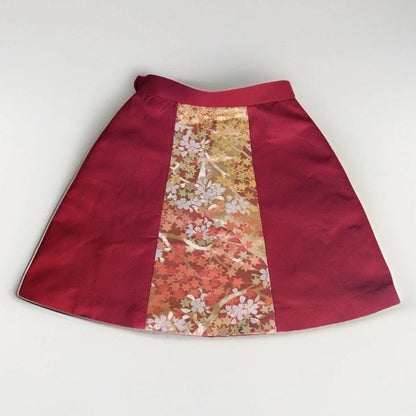 Vintage Obi Silk A-Line Mini Skirt in Wine Red Floral