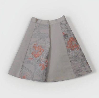 Design Sample — Vintage Obi A-Line Mini Skirt in Pale Silver Floral