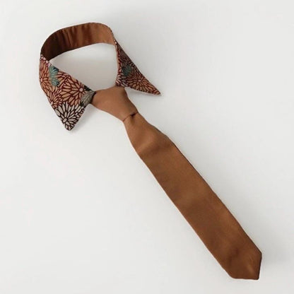 Vintage Komon Silk Detachable Collar Tie — Kiku-Zukushi Chrysanthemum 菊尽くし