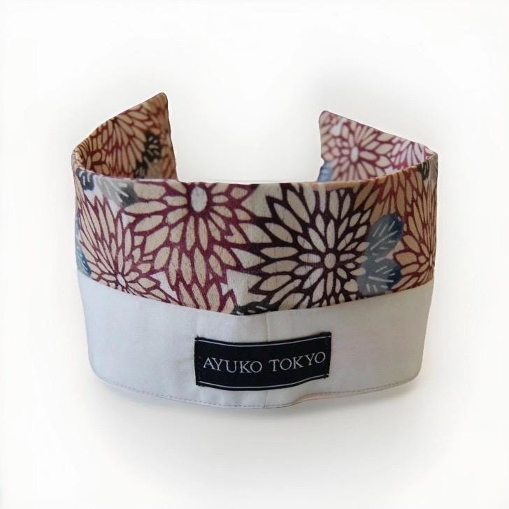Vintage Komon Silk Detachable Collar Tie — Kiku-Zukushi Chrysanthemum Motif 菊尽くし