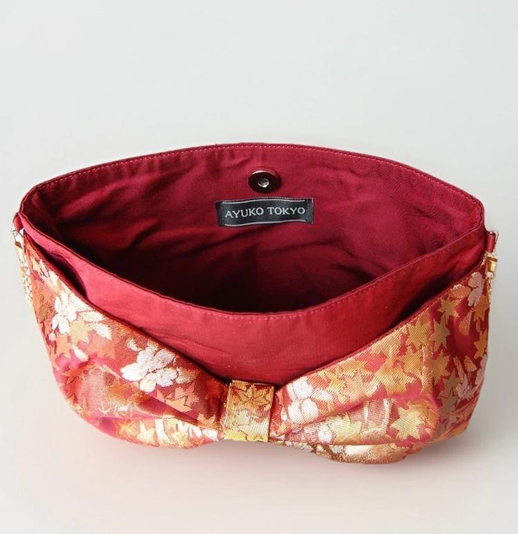 Vintage Fukuro Obi 2-Way Bow Bag — Red & Gold Autumn SilkProduct