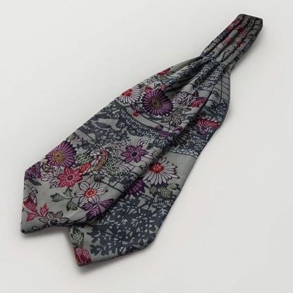 Vintage Komon Kimono Silk Cravat — Subdued Floral Motifs 菊唐草文