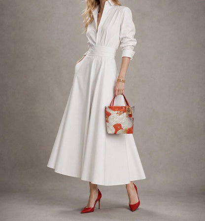 Kiku-zukushi 菊尽くし Vintage Obi Silk Tote in Crimson White