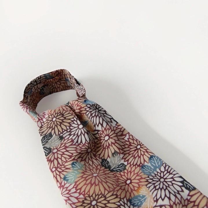 Vintage Komon Kimono Silk Cravat — Kiku-Zukushi Chrysanthemum 菊尽くし