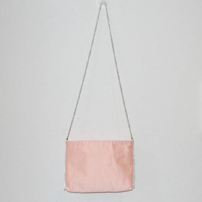 Vintage Fukuro Obi 2-Way Bow Bag — Peach Pink & Silver Silk