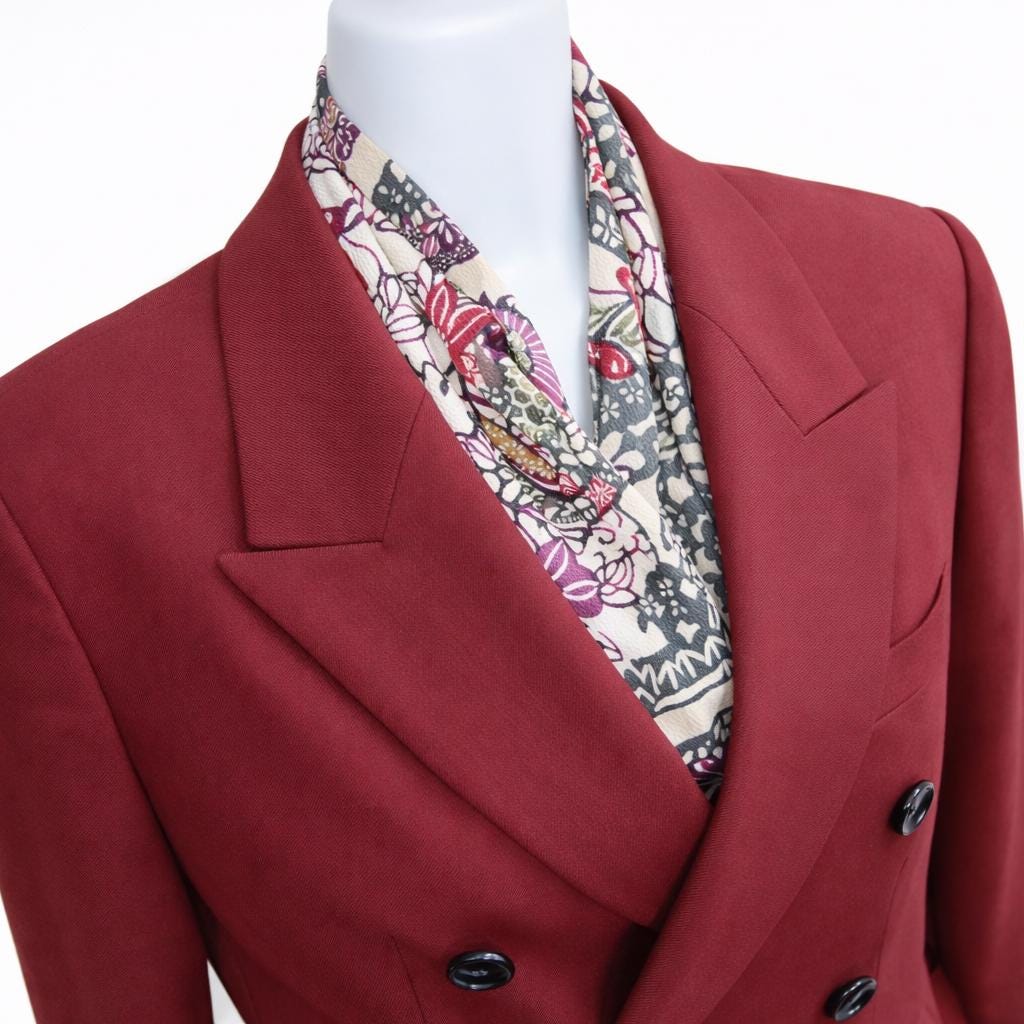 Vintage Komon Kimono Silk Cravat — Subdued Floral Motifs 菊唐草文