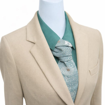 Vintage Komon Kimono Silk Cravat — Pale Celadon Kiku-Karakusa 菊唐草文