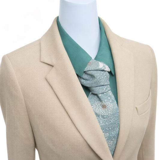 Vintage Komon Kimono Silk Cravat — Pale Celadon Kiku-Karakusa 菊唐草文