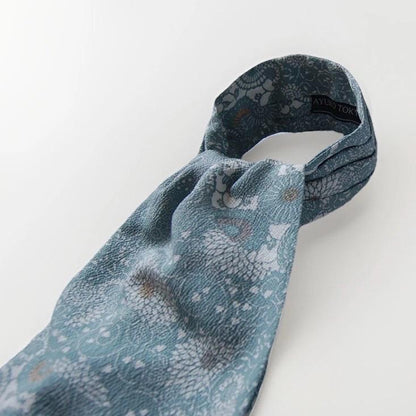 Vintage Komon Kimono Silk Cravat — Pale Celadon Kiku-Karakusa 菊唐草文