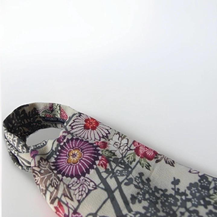 Vintage Komon Kimono Silk Cravat — Subdued Floral Motifs 菊唐草文