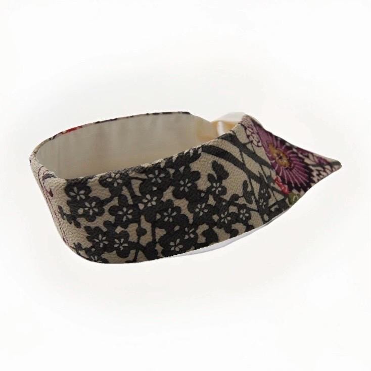Vintage Komon Silk Detachable Collar Tie — Floral Shikishi Chirimen