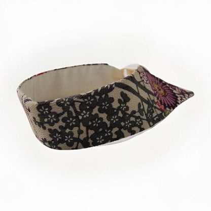 Vintage Komon Silk Detachable Collar Tie — Floral Shikishi Chirimen