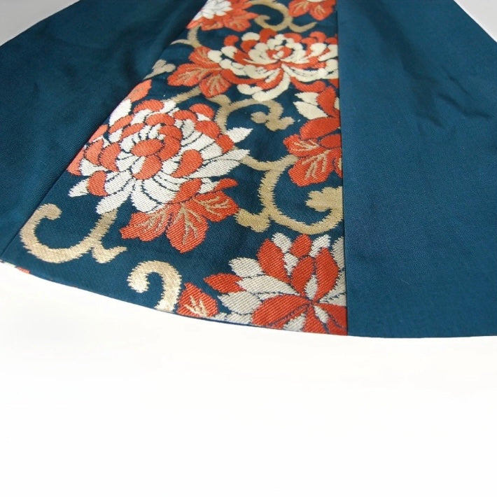 Vintage Obi A-Line Mini Skirt in Teal Orange Ran-giku