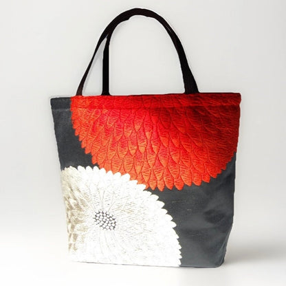 Kiku-zukushi 菊尽くし Vintage Obi Silk Tote in Black Multi