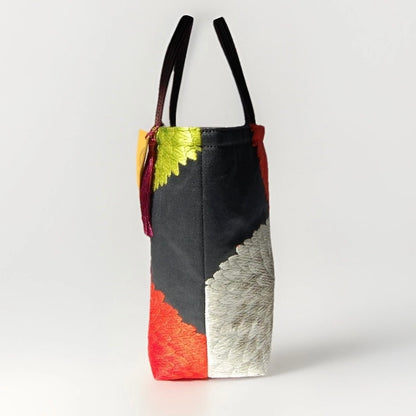Kiku-zukushi 菊尽くし Vintage Obi Silk Tote in Black Multi