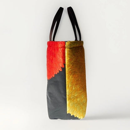 Kiku-zukushi 菊尽くし Vintage Obi Silk Tote in Black Multi