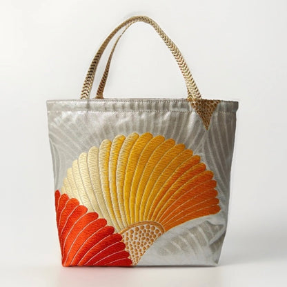 Kiku-zukushi 菊尽くし Vintage Obi Silk Tote in Ivory Multi
