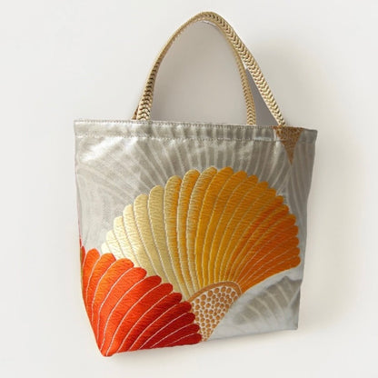 Kiku-zukushi 菊尽くし Vintage Obi Silk Tote in Ivory Multi