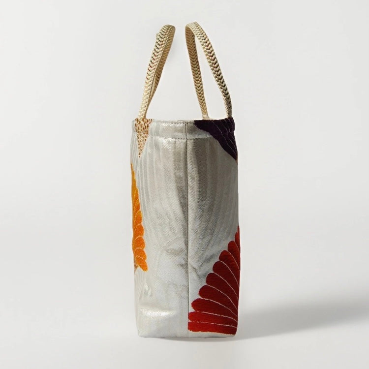 Kiku-zukushi 菊尽くし Vintage Obi Silk Tote in Ivory Multi