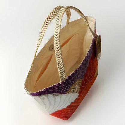 Kiku-zukushi 菊尽くし Vintage Obi Silk Tote in Ivory Multi