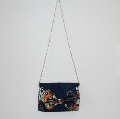Vintage Fukuro Obi 2-Way Bow Bag — Chrysanthemum & Flowing Water Silk