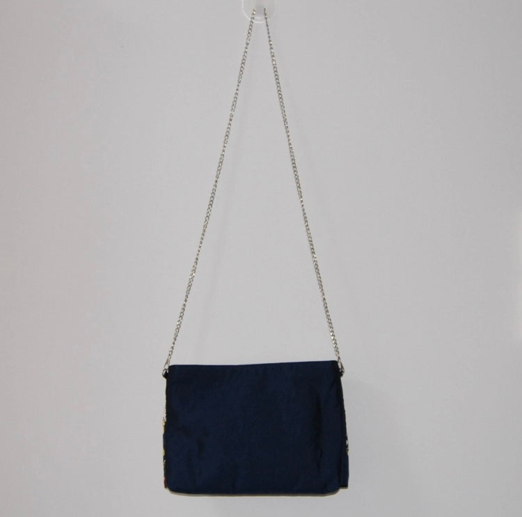 Vintage Fukuro Obi 2-Way Bow Bag — Chrysanthemum & Flowing Water Silk