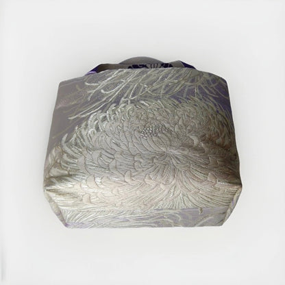 Rangiku 乱菊 Chrysanthemum Vintage Obi Silk Tote in Lavender Silver
