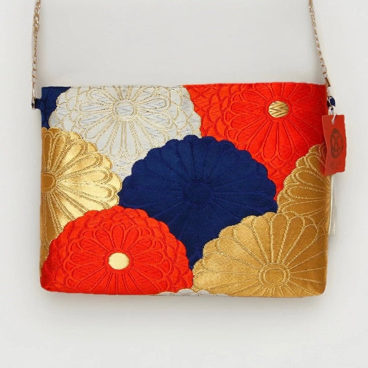 Vintage Fukuro Obi Shoulder Bag — Kiku-Zukushi 菊尽くし Chrysanthemum Silk