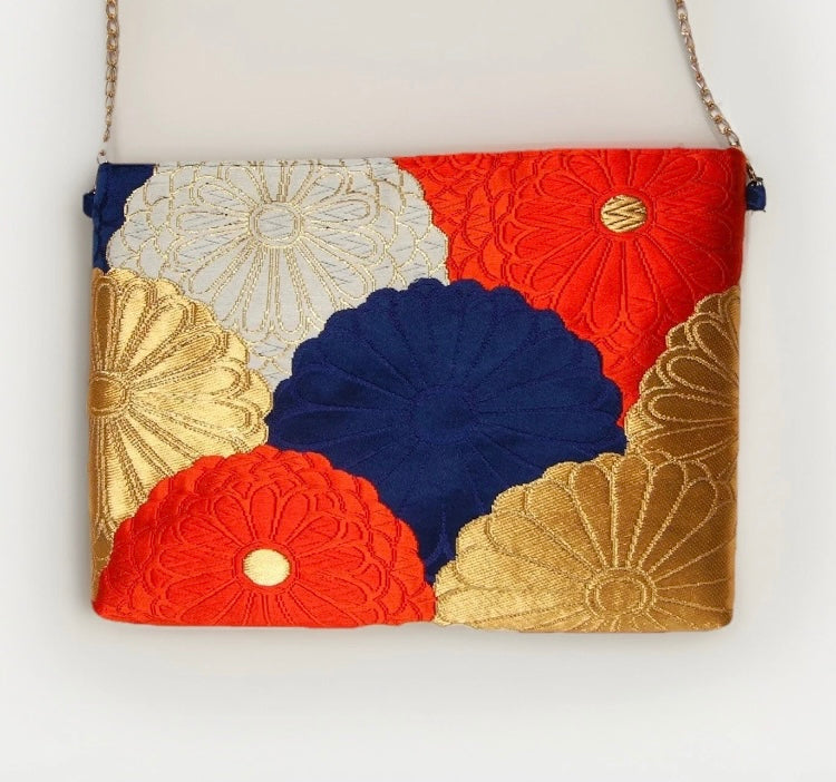 Vintage Fukuro Obi Shoulder Bag — Kiku-Zukushi 菊尽くし Chrysanthemum Silk