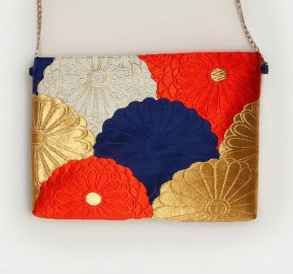Vintage Fukuro Obi Shoulder Bag — Kiku-Zukushi 菊尽くし Chrysanthemum Silk