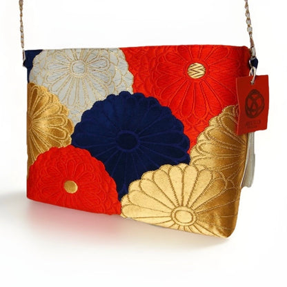 Vintage Fukuro Obi Shoulder Bag — Kiku-Zukushi 菊尽くし Chrysanthemum Silk