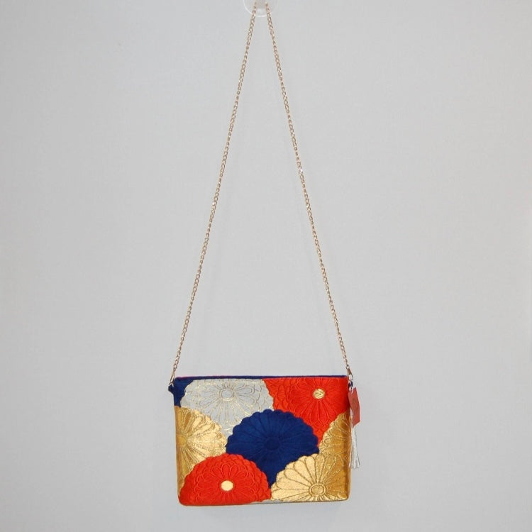 Vintage Fukuro Obi Shoulder Bag — Kiku-Zukushi 菊尽くし Chrysanthemum Silk