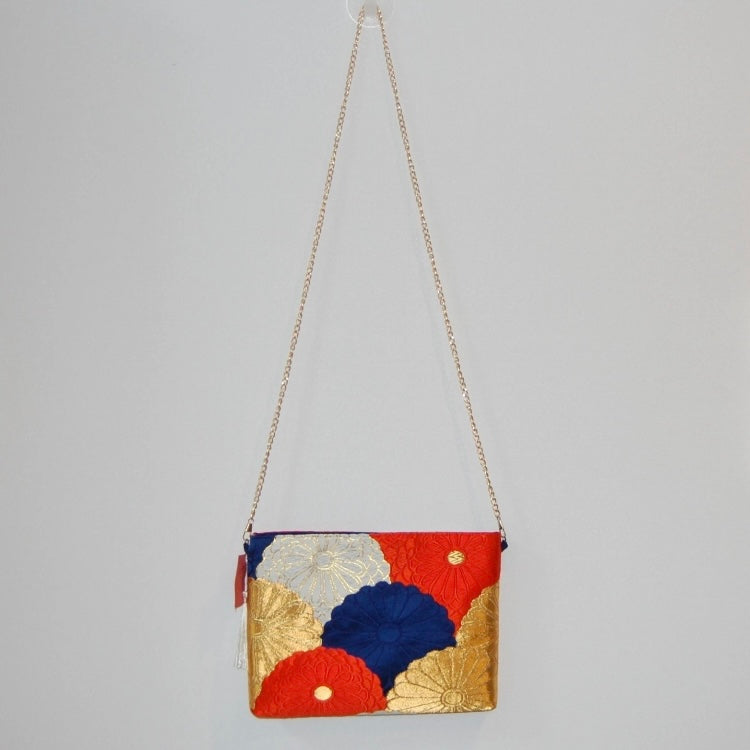 Vintage Fukuro Obi Shoulder Bag — Kiku-Zukushi 菊尽くし Chrysanthemum Silk