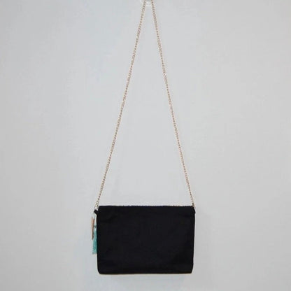 Vintage Fukuro Obi Shoulder Bag — Purple Chrysanthemum on Gold Silk